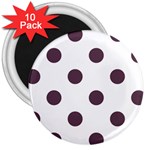 Polka Dots - Eggplant Violet on White 3  Magnet (10 pack)