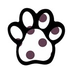 Polka Dots - Eggplant Violet on White Magnet (Paw Print)