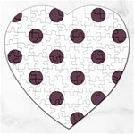 Polka Dots - Eggplant Violet on White Jigsaw Puzzle (Heart)