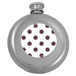 Polka Dots - Eggplant Violet on White Hip Flask (5 oz)