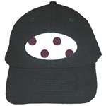 Polka Dots - Eggplant Violet on White Black Cap