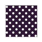 Polka Dots - White on Dark Purple Small Satin Scarf  (Square)