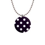 Polka Dots - White on Dark Purple 1  Button Necklace