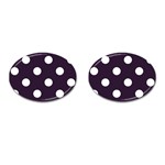Polka Dots - White on Dark Purple Cufflinks (Oval)