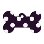 Polka Dots - White on Dark Purple Dog Tag Bone (One Side)