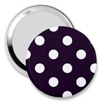 Polka Dots - White on Dark Purple 3  Handbag Mirror