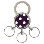 Polka Dots - White on Dark Purple 3-Ring Key Chain