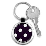 Polka Dots - White on Dark Purple Key Chain (Round)