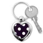 Polka Dots - White on Dark Purple Key Chain (Heart)