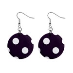 Polka Dots - White on Dark Purple 1  Button Earrings