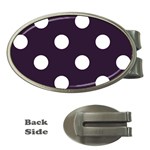 Polka Dots - White on Dark Purple Money Clip (Oval)