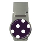 Polka Dots - White on Dark Purple Money Clip (Round)