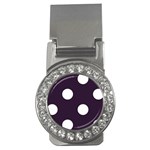 Polka Dots - White on Dark Purple Money Clip (CZ)