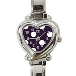 Polka Dots - White on Dark Purple Heart Italian Charm Watch