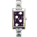 Polka Dots - White on Dark Purple Rectangle Italian Charm Watch