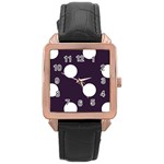 Polka Dots - White on Dark Purple Rose Gold Leather Watch
