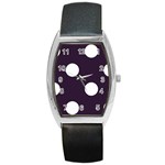 Polka Dots - White on Dark Purple Barrel Style Metal Watch