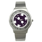 Polka Dots - White on Dark Purple Stainless Steel Watch