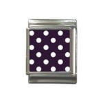 Polka Dots - White on Dark Purple Italian Charm (13mm)