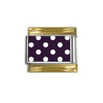 Polka Dots - White on Dark Purple Gold Trim Italian Charm (9mm)