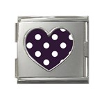 Polka Dots - White on Dark Purple Mega Link Heart Italian Charm (18mm)