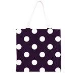 Polka Dots - White on Dark Purple Grocery Light Tote Bag