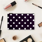 Polka Dots - White on Dark Purple Cosmetic Bag (S)