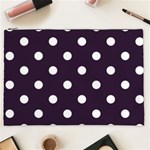 Polka Dots - White on Dark Purple Cosmetic Bag (XXL)