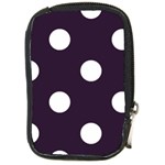 Polka Dots - White on Dark Purple Compact Camera Leather Case