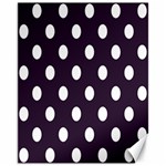 Polka Dots - White on Dark Purple Canvas 11  x 14 