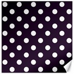 Polka Dots - White on Dark Purple Canvas 12  x 12 