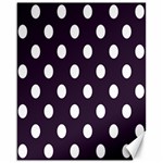 Polka Dots - White on Dark Purple Canvas 16  x 20 