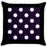 Polka Dots - White on Dark Purple Throw Pillow Case (Black)