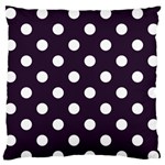 Polka Dots - White on Dark Purple Large Flano Cushion Case (Two Sides)