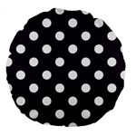 Polka Dots - White on Dark Purple Large 18  Premium Round Cushion