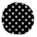 Polka Dots - White on Dark Purple Large 18  Premium Flano Round Cushion