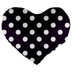 Polka Dots - White on Dark Purple Large 19  Premium Heart Shape Cushion