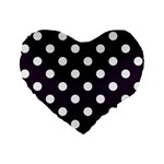 Polka Dots - White on Dark Purple Standard 16  Premium Flano Heart Shape Cushion