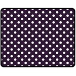 Polka Dots - White on Dark Purple Double Sided Fleece Blanket (Medium) (Two Sides)