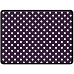 Polka Dots - White on Dark Purple Double Sided Fleece Blanket (Large) (Two Sides)