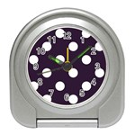 Polka Dots - White on Dark Purple Desk Alarm Clock