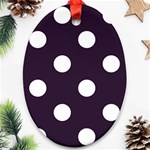 Polka Dots - White on Dark Purple Ornament (Oval)