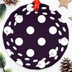 Polka Dots - White on Dark Purple Ornament (Round Filigree)