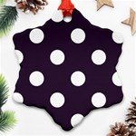 Polka Dots - White on Dark Purple Ornament (Snowflake)
