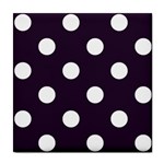 Polka Dots - White on Dark Purple Tile Coaster