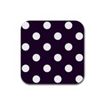 Polka Dots - White on Dark Purple Rubber Coaster (Square)