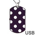 Polka Dots - White on Dark Purple Dog Tag USB Flash (Two Sides)