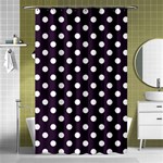 Polka Dots - White on Dark Purple Shower Curtain 48  x 72  (Small)