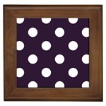 Polka Dots - White on Dark Purple Framed Tile