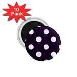 Polka Dots - White on Dark Purple 1.75  Magnet (10 pack)